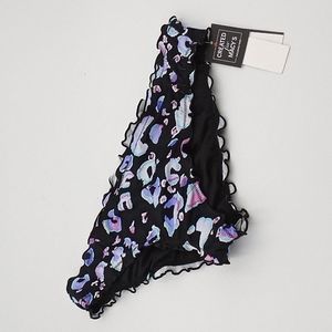 Salt + Cove Animal Instincts Print‎ Ruffled Bikini Bottom Black